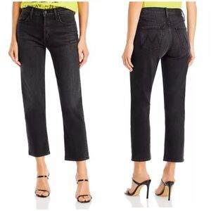 New Mother Superior The Tomcat Straight Crop Jeans Black Lies Lies Lies Sz 24